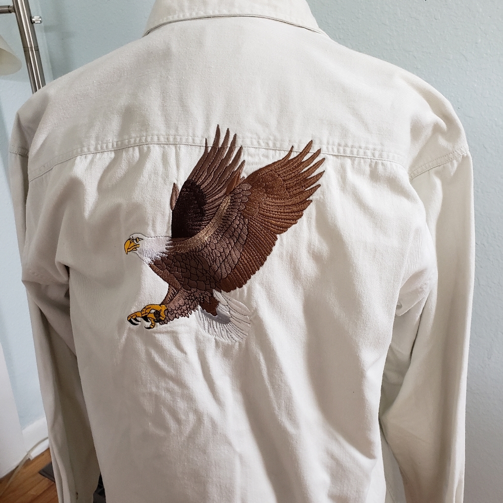 Eagle Embroidered Button up front denim shirt